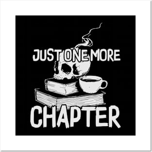 "Just One More Chapter" Skull on Books Posters and Art